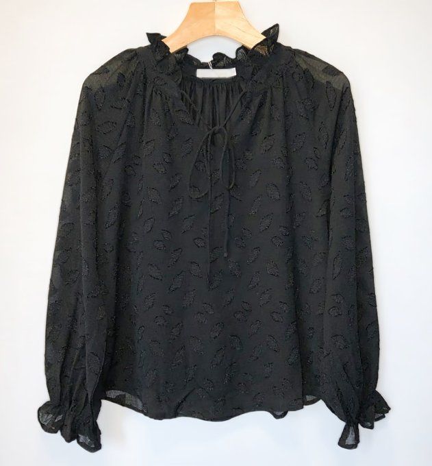 Blouse Feuilles Noire