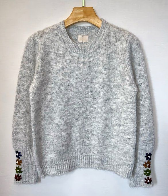 Pull Petites Marguerites Gris